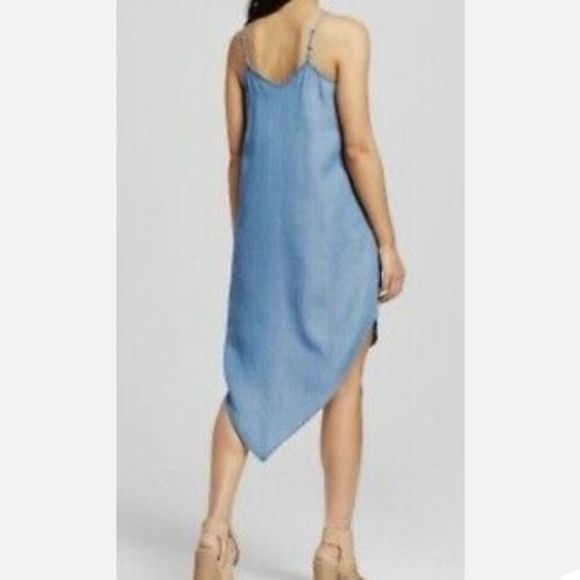 Knox Rose Handkerchief Hem Denim Dress with Adjustable Straps - Picture 2 of 10